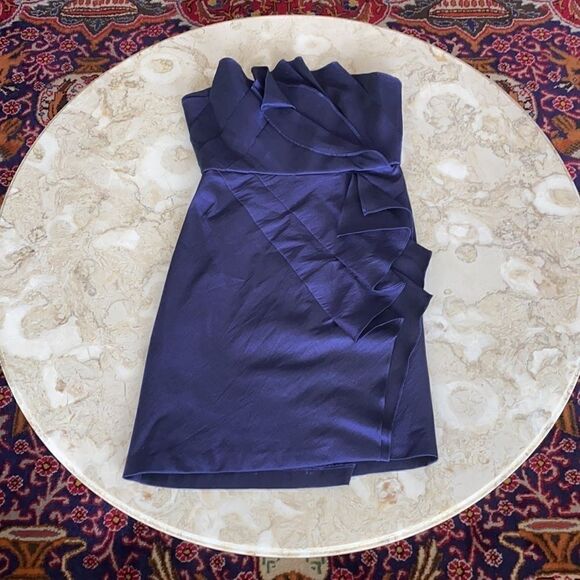 Max & Cleo Strapless Purple Taffeta Mini Cocktail Party Dress - Picture 10 of 16